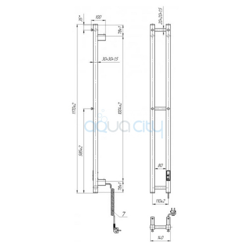 Полотенцесушитель HF Slim 117x14 фото 2