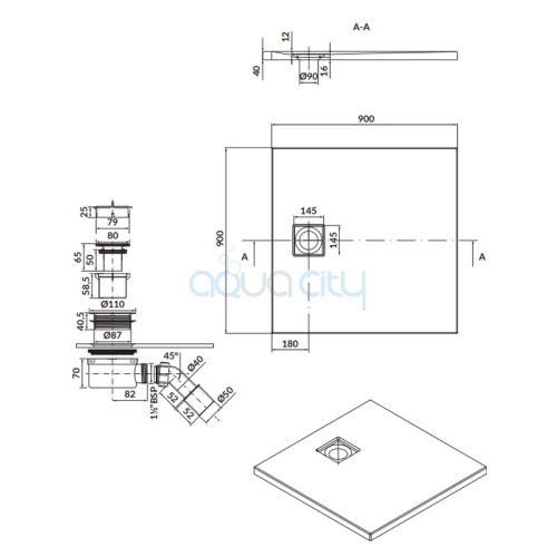 Піддон Tako Slim 90x90 з сифоном фото 2