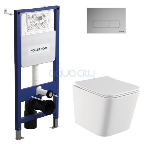 Інсталяція Aqua Line 2359510056 + чаша унітаза Borneo Rimless B0049RQS + кнопка Edge 2307510357