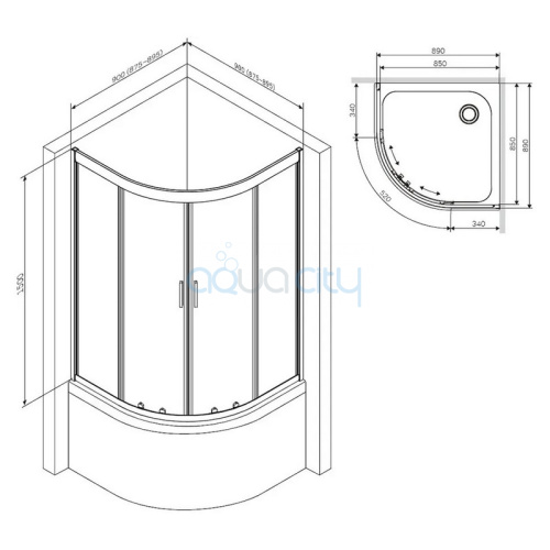 Душова штора Gem 90x90 фото 2