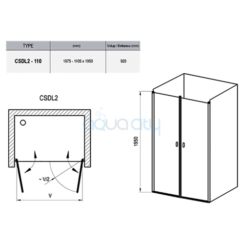 Душові двері CSDL 2-110 Transparent фото 2