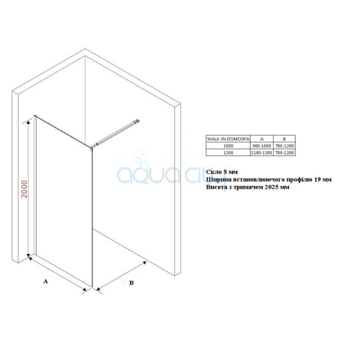 Душова стінка Walk-In 120 фото 2 Душова стінка Walk-In 120 фото 2